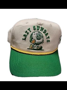 MAD Engine Cream and Green 'Lazy Sundays' Embroidered Snapback Hat